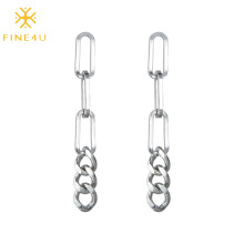 2020 new trendy creative long link chain tassel stainless steel hoop earrings
